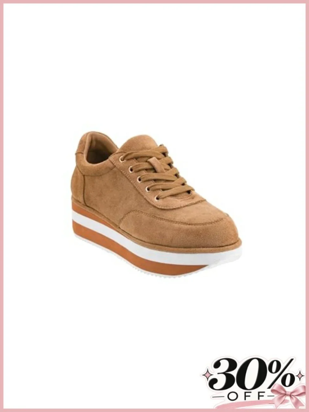 Faux Suede Platform Sneaker Lace-Up Cushioned Comfort